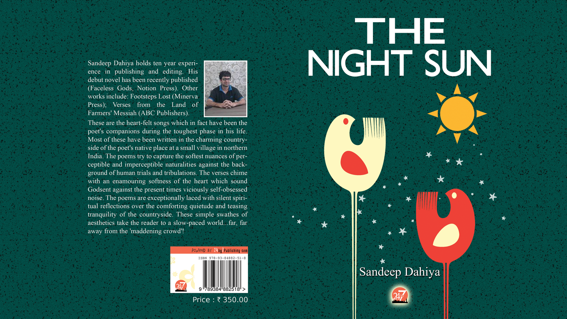 The Night Sun, full cover, 24by7 Publishing, book cover design, professional book jacket, creative cover art, novel cover, fiction book cover, unique book design, eye-catching full cover, custom book cover, high-quality book jacket, artistic book cover design